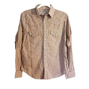Utility Men’s Plaid Pearl Snap Western Shirt Rockabilly Red/Blue/White Size M